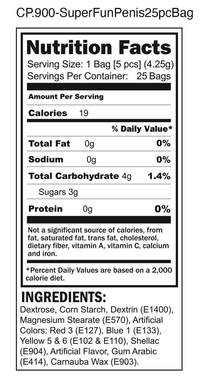 Little Genie Productions - Wholesale Hard Candy - Super Fun Penis Candy- Bag of 254