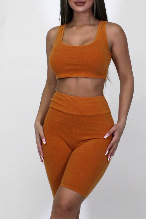 Junie – Großhandel Loungewear-Set – Damen – Mineralgewaschenes Tanktop und Biker Short Set6