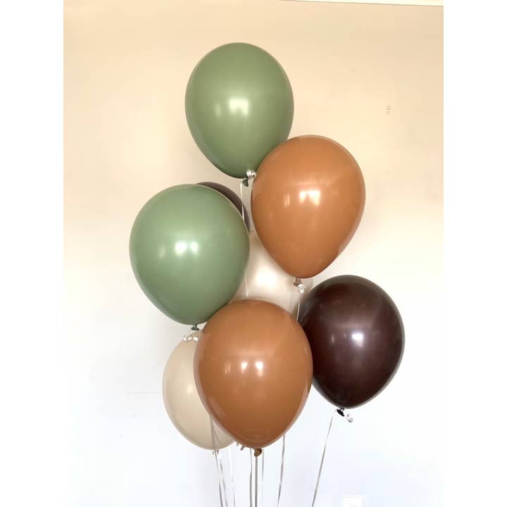 Hullaballoons - Wholesale Balloon - Green and Brown Balloons | Set of 8 Latex Balloons2
