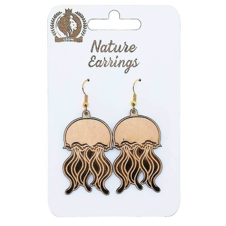 Nature earrings - Wooden earrings - Jellyfish for wholesale by Atiladecor, Artesanato Lda
