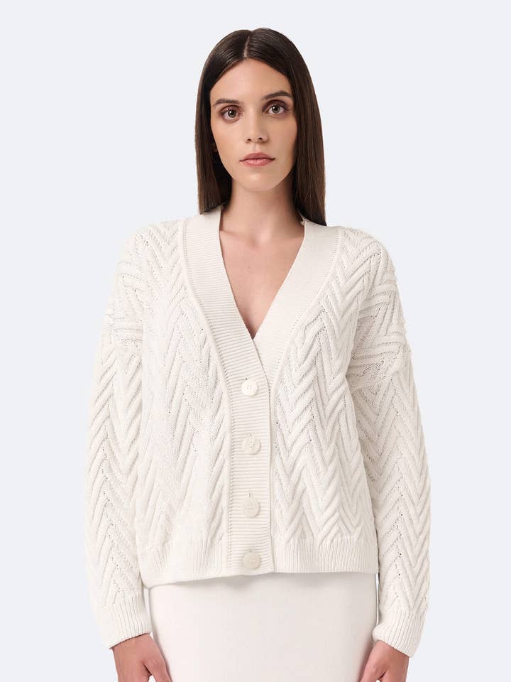 Knitted herringbone line cardigan for wholesale by Mila.Vert