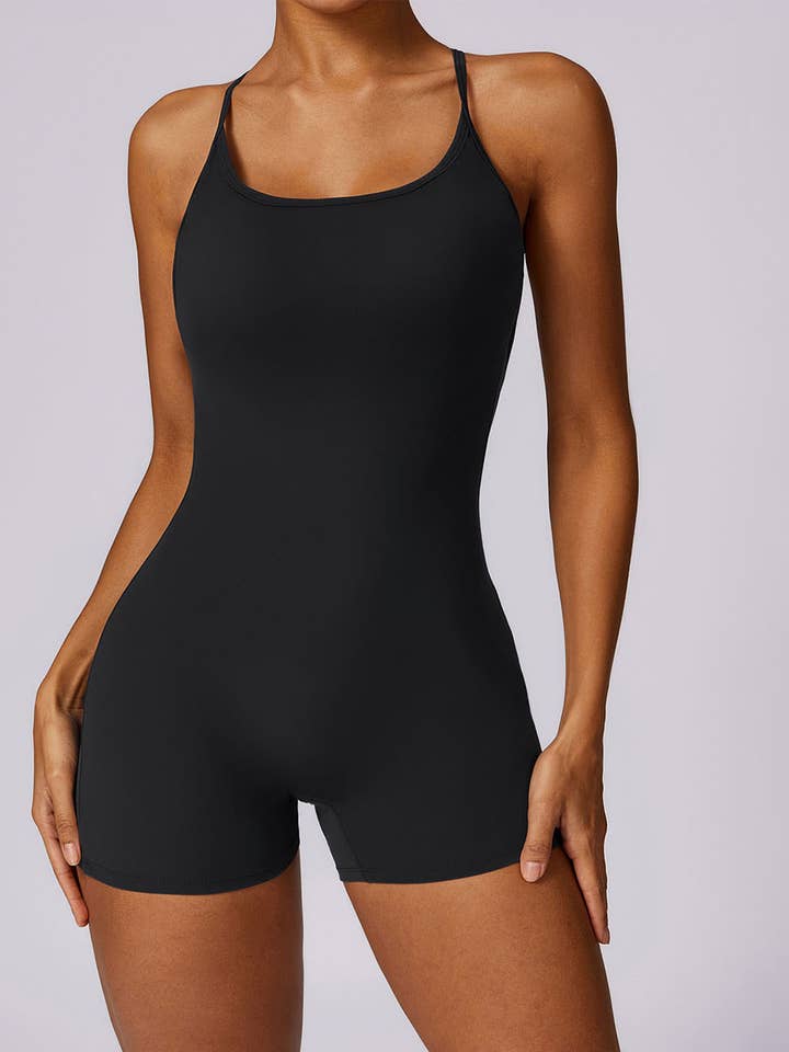 Crave by FW - Wholesale Jumpsuit - Women's - Scrunch Strappy One Piece Workout Short Jumpsuit18