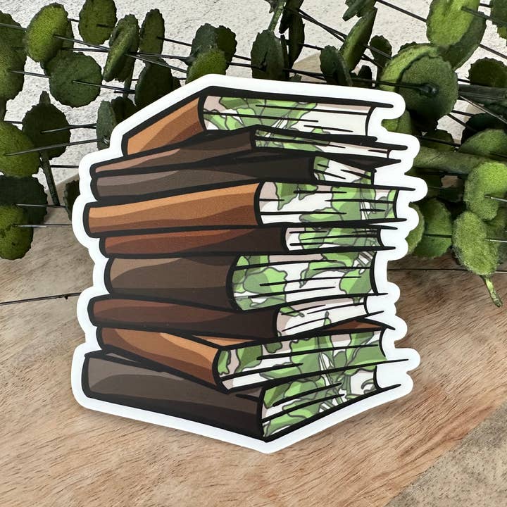 Brown with Leaves Book Sticker for wholesale by Everyday H2O