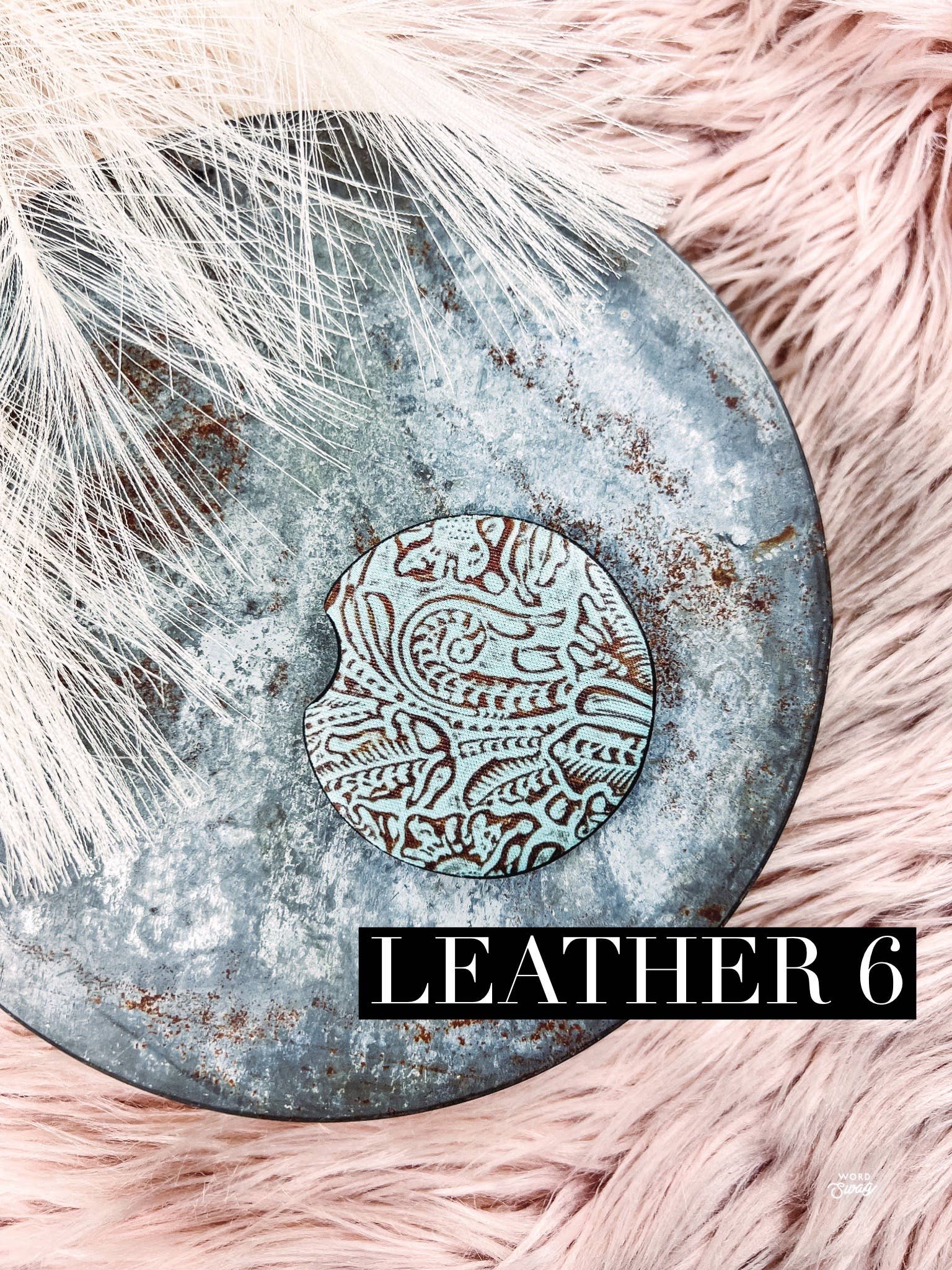 Burro Threads Co. - Vente Sous-verre pour voiture – femme - Sous-verre pour voiture de la collection Tooled Leather3