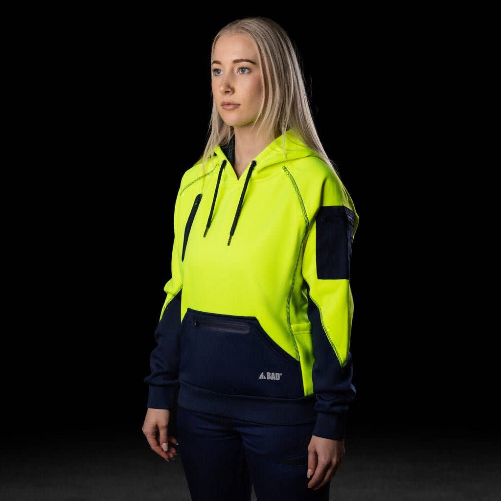 BAD WORKWEAR - Wholesale Hoodie - Women's - BAD WOMENS WATERPROOF RAIN-DEFEND™ HI-VIS FLEECE HOODIE25