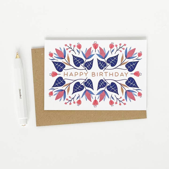 Lomond Paper Co - Vente Cartes d'anniversaire - Joyeux Anniversaire - Motif floral d'hiver1