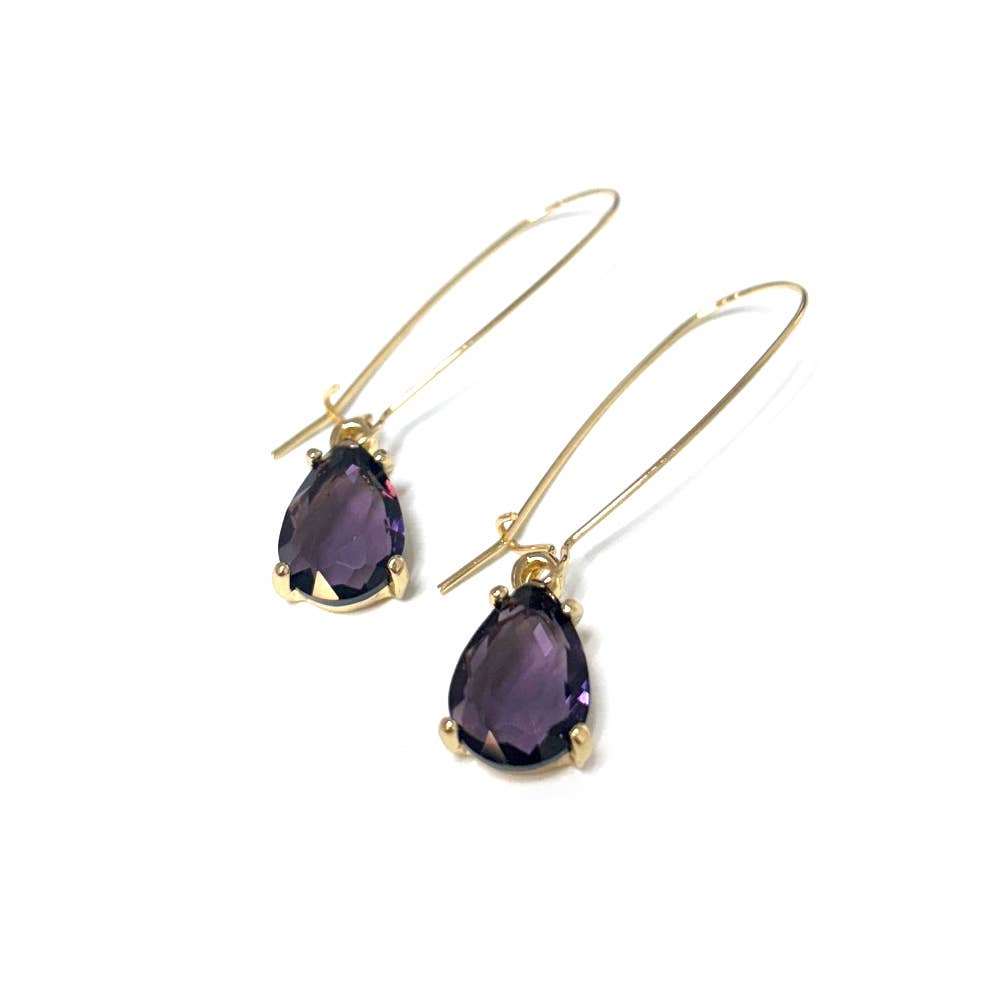 StarryNYC - Wholesale Dangle Earrings - Midi Size Teardrop 5A Grade Glass Drop Kidney Wire Earrings15