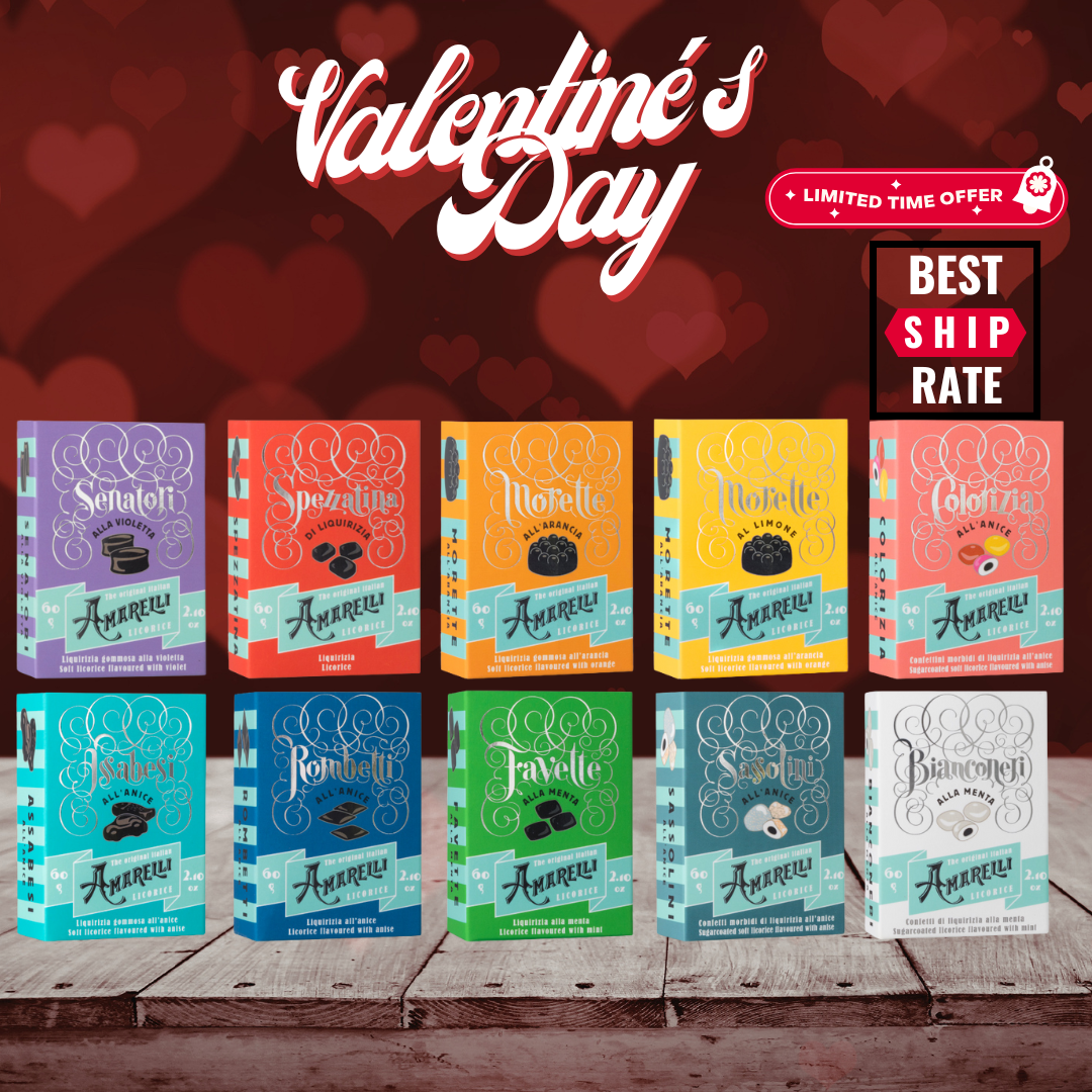 Casacella Foods - Vente Réglisse - Présentoir de réglisse assortie Amarelli 60gr x unité - 36 boîtes1