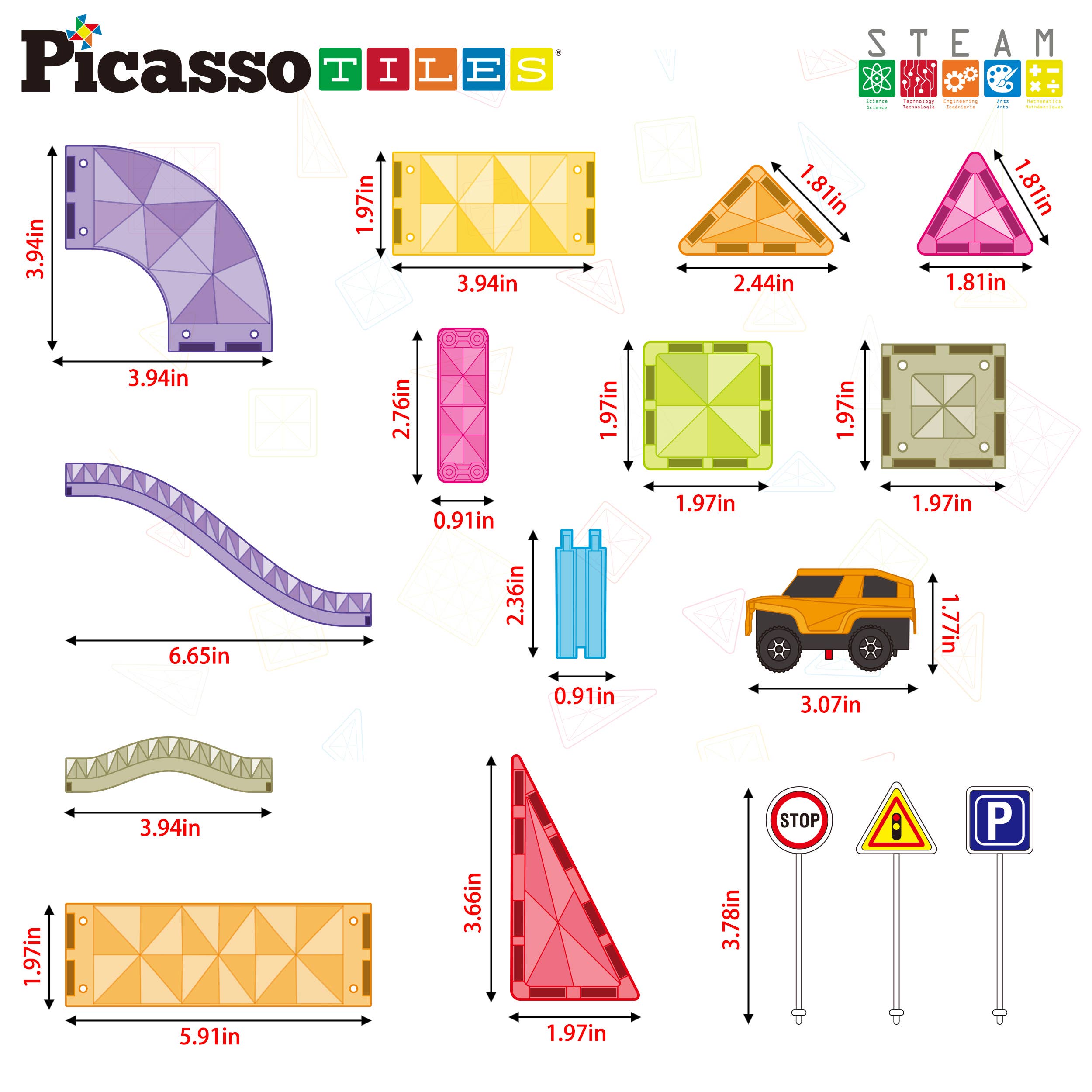 PicassoTiles - Wholesale Building Set - Kids - PicassoTiles 60pc Travel Size Magnetic Tile Race Track Set1