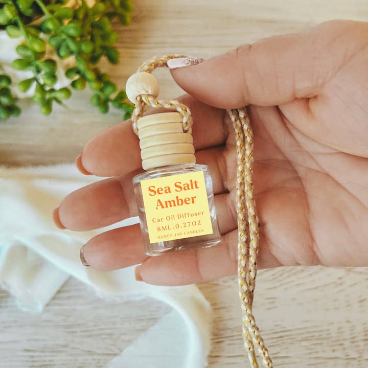 Honey Jar Creations - Vente Désodorisant pour voiture – unisexe - Diffuseurs de voiture suspendus | Sel marin + Ambre | Fabriqué aux États-Unis1