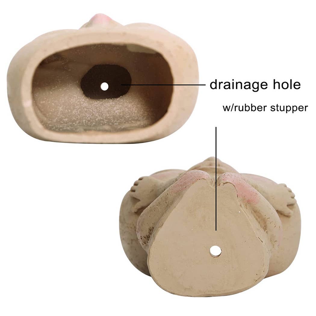 Ailly's garden - Wholesale Plant Pot - Blushing Face Planter Resin with Drainage Hole Closed Eyes5