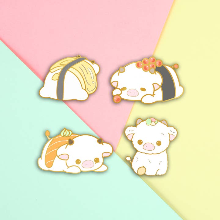 Mini Sushi Cow Pins for wholesale by Sheepydust