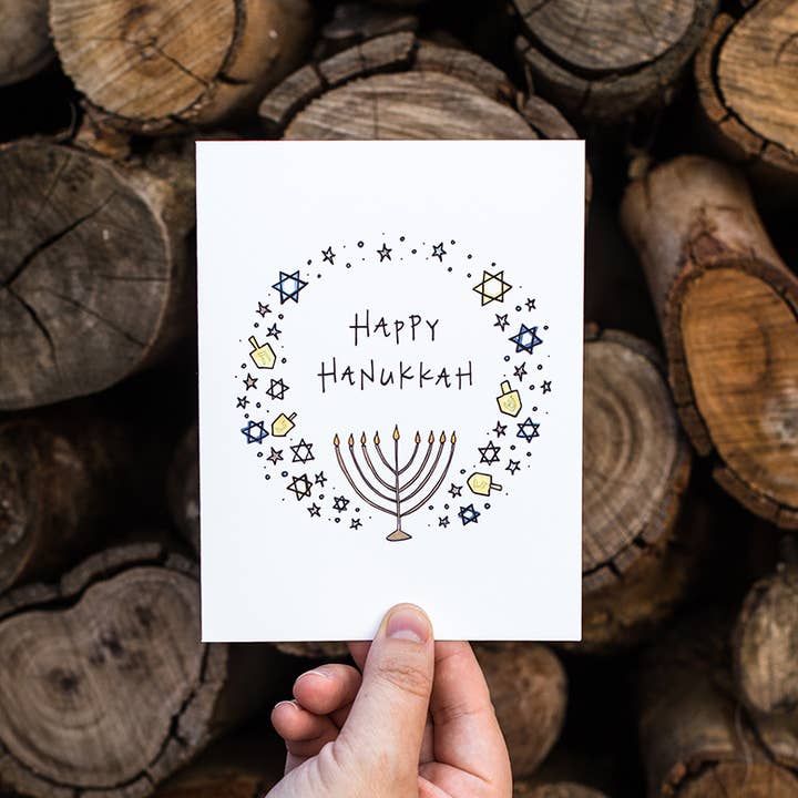 Grinalda de Hanukkah feliz | Cartão de férias e Hanukkah por atacado de Lacelit | Stationery & Gifts by Kimberly Kuniko