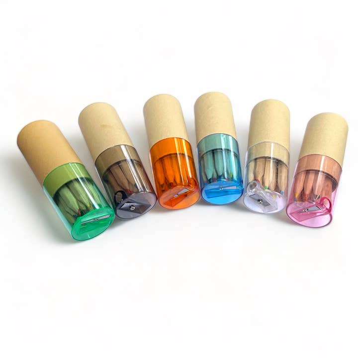 A Brighter Year - Wholesale Colored Pencil - Mini Travel Compact Colored Pencils with Built In Sharpener