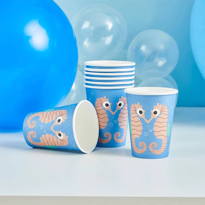 Hootyballoo by Club Green - Wholesale Disposable Cup - Seahorse Paper Cup 8 Pack