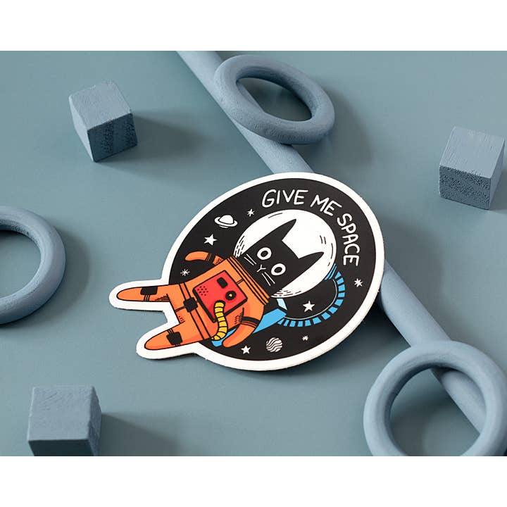 RippleSplash Studio - Wholesale Sticker - Space Cat Vinyl Sticker - Give Me Space - Black Cat3