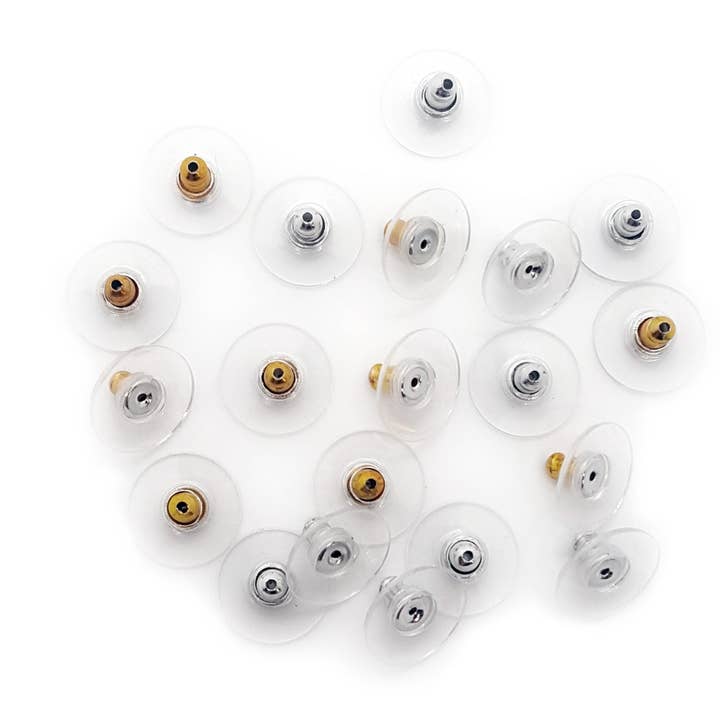 Surtido de 20 piezas de cierres de pendiente tipo bala con disco almohadilla. para venta al por mayor de Jewelry Made by Me