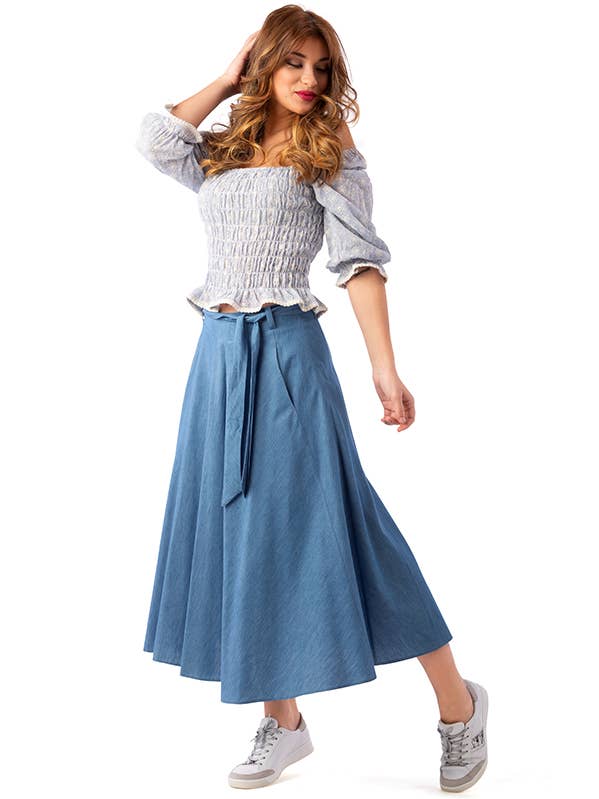 Blouse en broderie anglaise à rayures, body avec élastiques pour la vente par ZUMBI Fashion Store