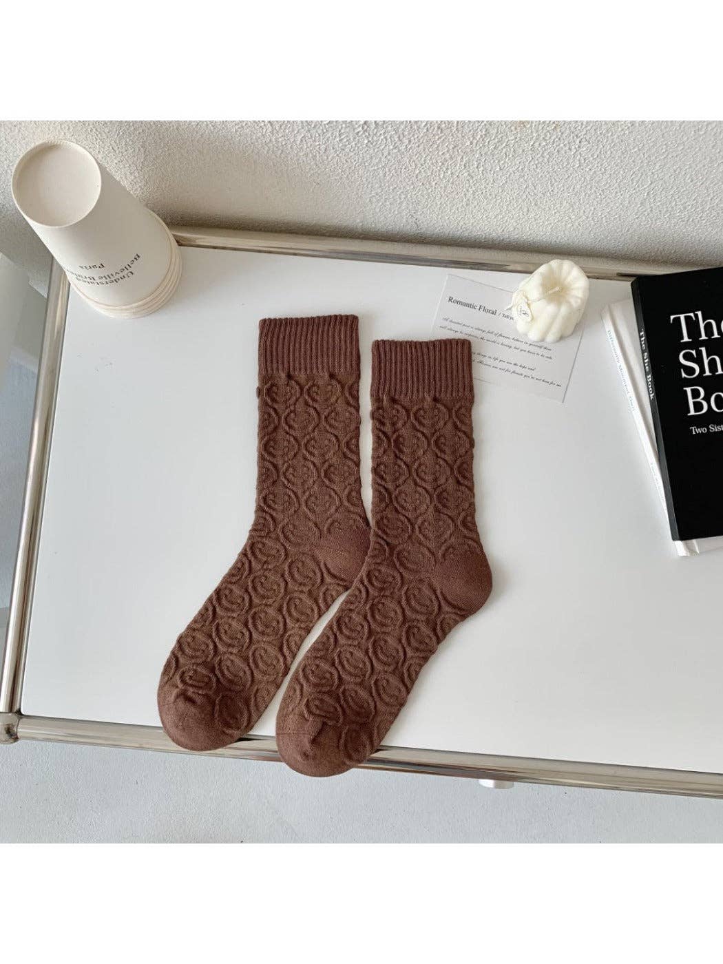 Funkyrel® Atzbranding Limited - Wholesale Socks - Women's - Rufia - Women's Solid Winter Socks with Embossed Smile7