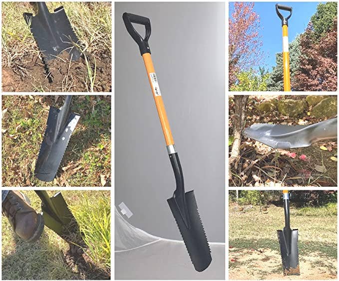 Ashman Online - Wholesale Garden Tool - Ashman Drain Spade with Sharp Teeth - 48 Inches Long Handle Spade with D Handle Grip - Fiber Glass Handle with 16 Inch Metal Blade, Multipurpose Spade5