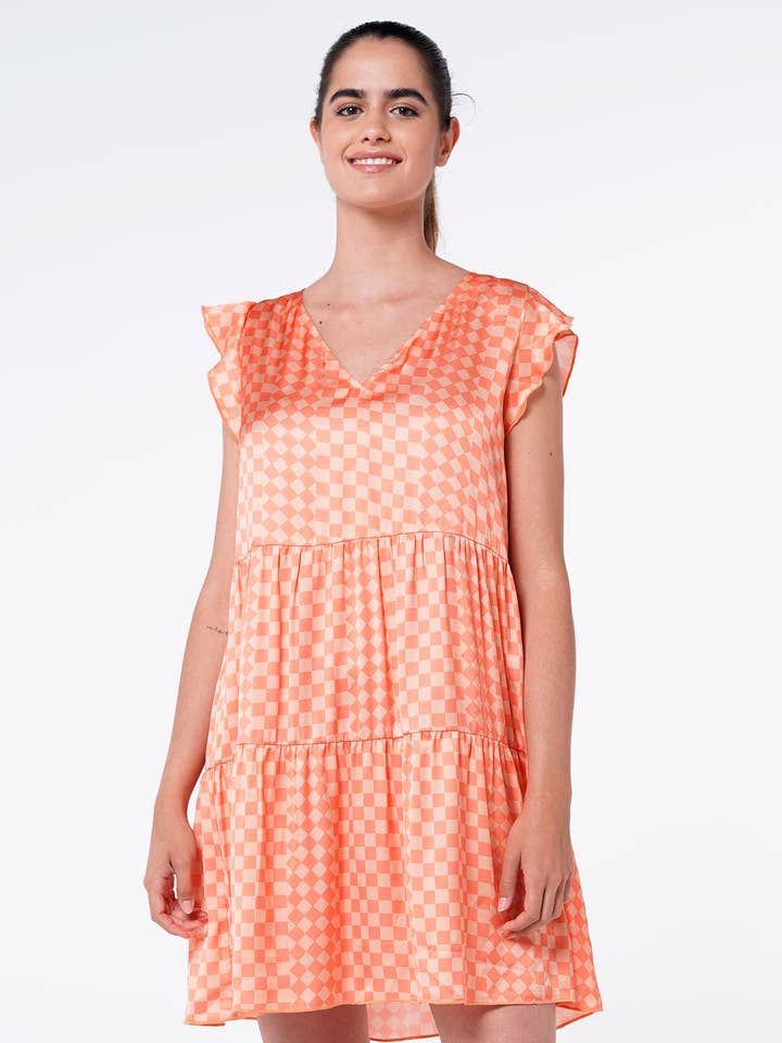 Ruffled dress with print for wholesale by Dekien