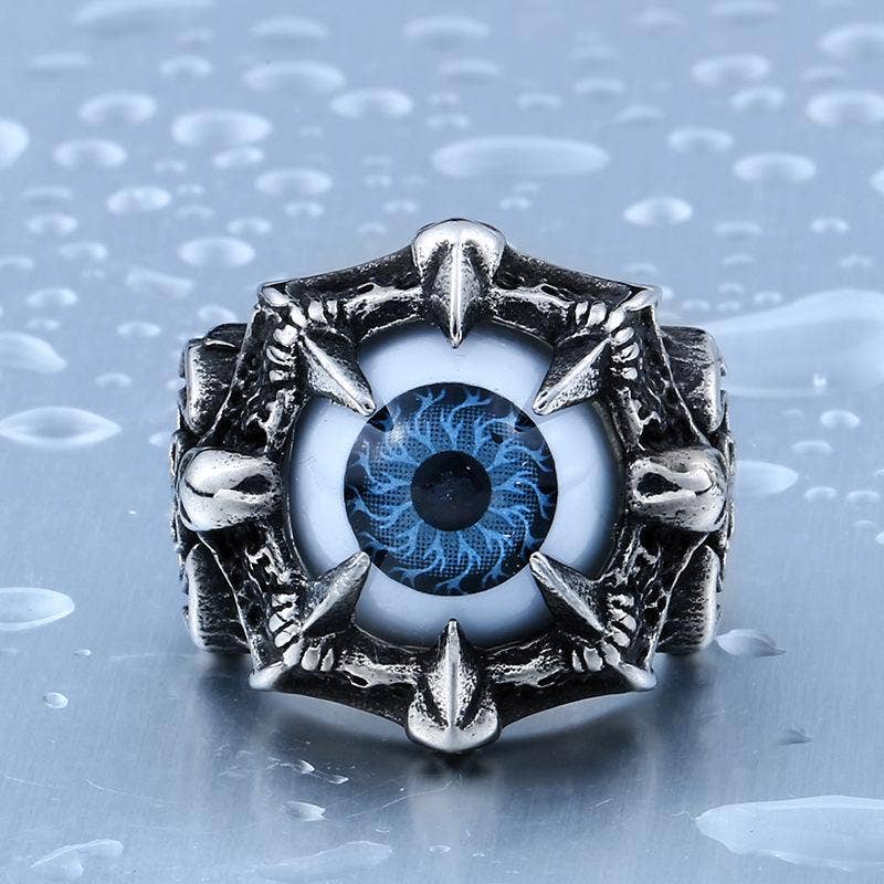 Mio Queena - Wholesale Cocktail/Statement Ring - Death Demon's Eye Stainless Steel Ring Men's Jewelry0
