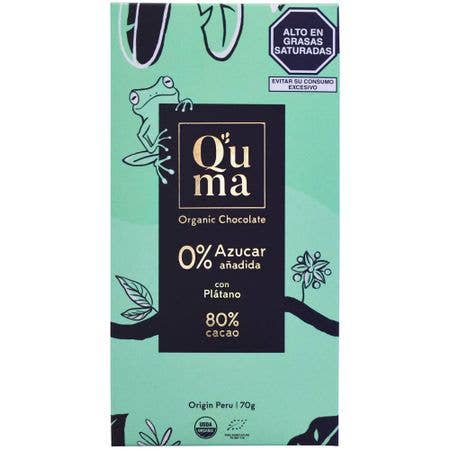 Q´uma Peruvian Organic Chocolate – Engroshandel Chokoladebar – Chokolade med banan uden tilsat sukker 80 % kakao1
