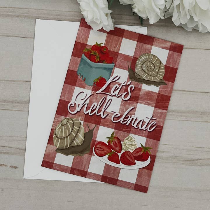 Let's Shell-ebrate Greeting Card for wholesale by Torisdrawing