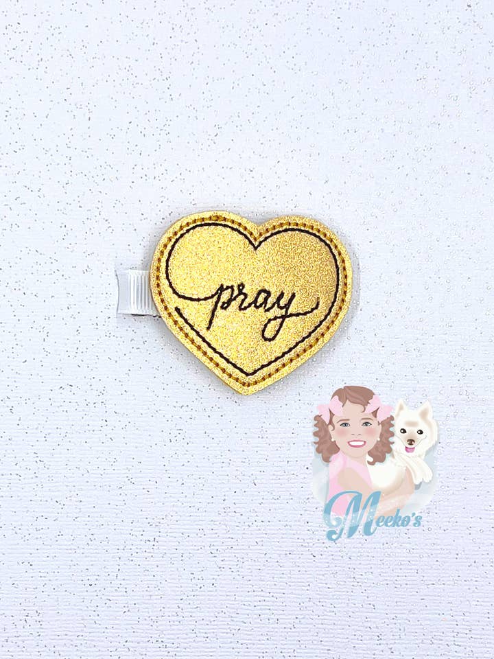 Grampo de cabelo Pray Religious Feltie para bebé a raparigas por atacado de Meeko’s Must Haves