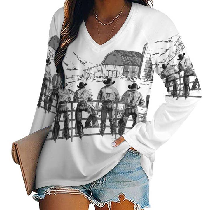 Baha Ranch Western Ranching Long Sleeve Top for wholesale by BAHA RANCH WESTERN WEAR