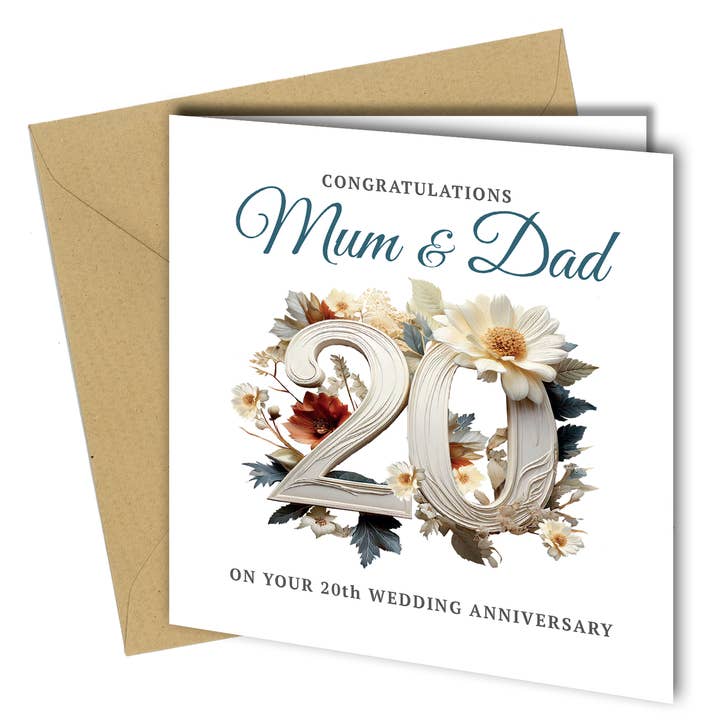 #1824 20th Mum And Dad Anniversary Card for wholesale by Close to the Bone Greeting Cards and Gifts