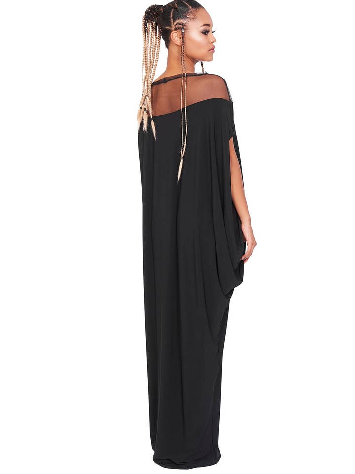 Robe maxi abaya noire, robe longue grande taille, jersey ample pour la vente par RALELE EOOD