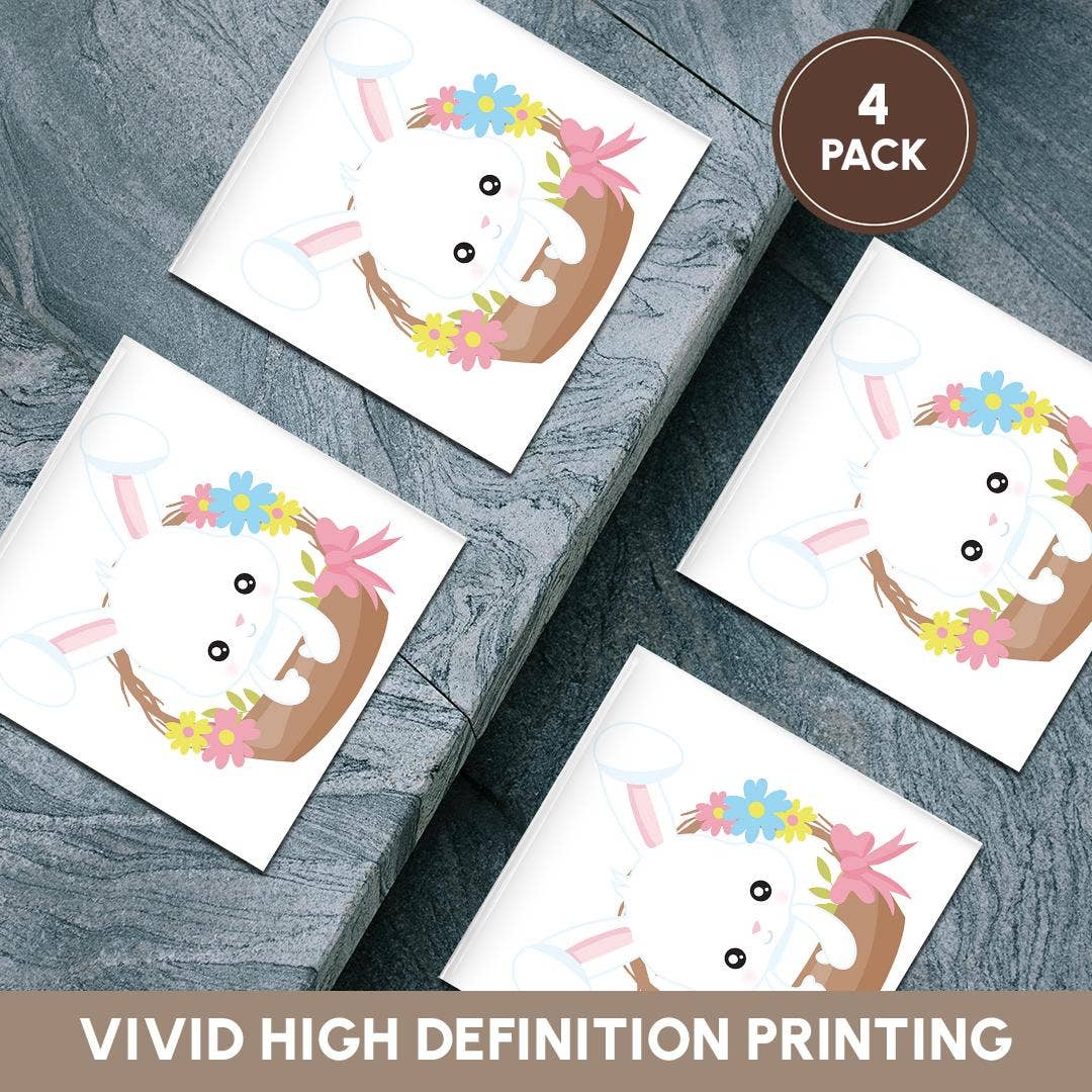 3dRose - Wholesale Coasters - 3dRose, Cute White Easter Bunny In An Easter Basket Illustration, Coaster5