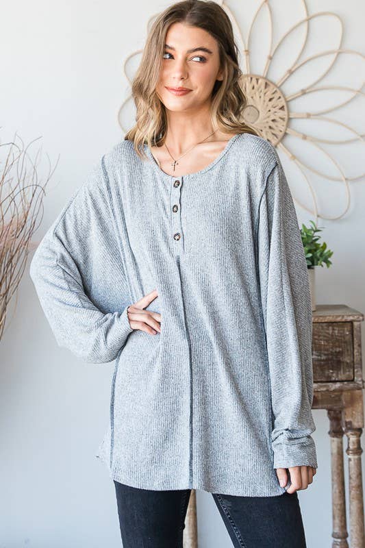 HEIMISH – wholesale Tunic – Women’s – ET6812-10 SOLID RIBBED TOP WITH BUTTON AND STITCH8