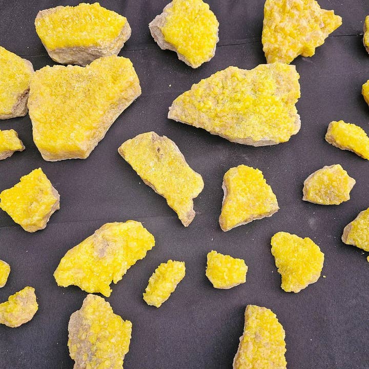 Natural Sulphur Crystals of High Grade - various sizes for wholesale by Distinction Crystals