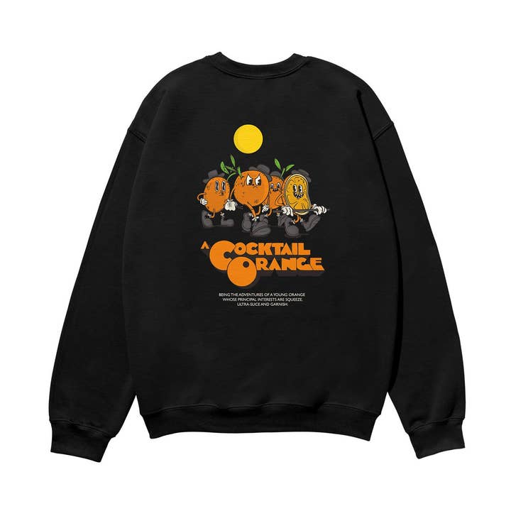 A Cocktail Orange Heavyweight Organic Sweatshirt Black for wholesale by Weekend Concept