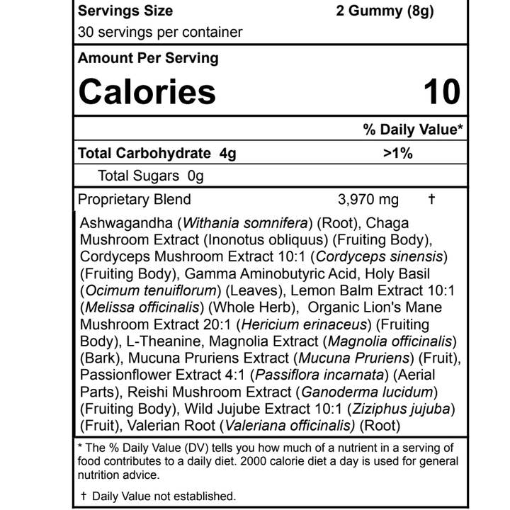Barker Wellness Co - Wholesale Oral Supplement/Vitamin - Mushroom Adaptogen Gummies (Sugar-Free) - Nighttime