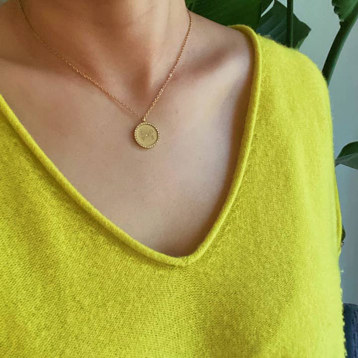 Ellison+Young - Wholesale Pendant/Charm Necklace - Loveholic Round Pendant Necklace4