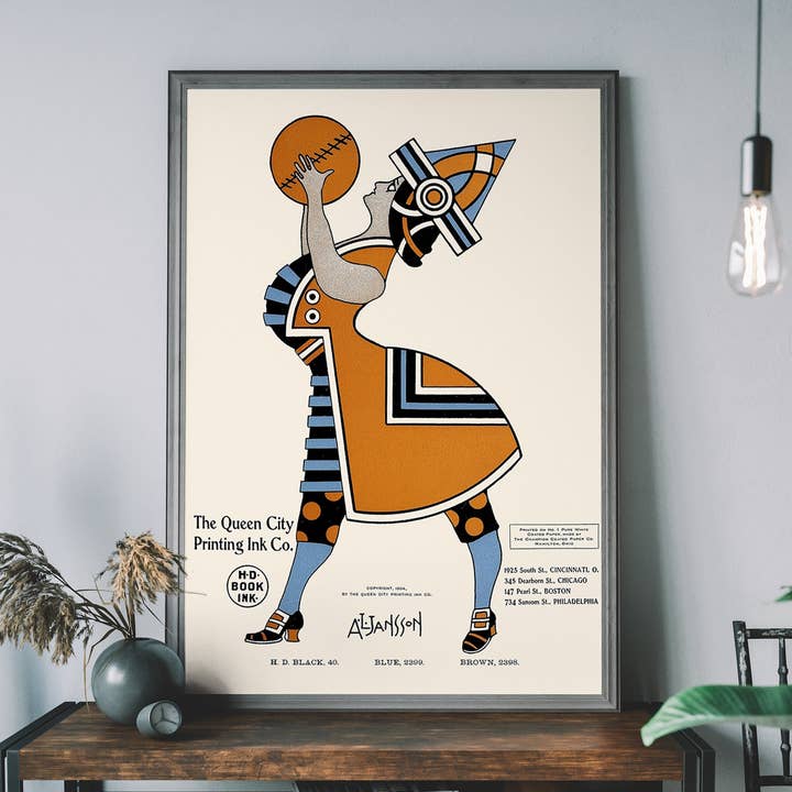Queen City Printing Vintage Poster - Lady With Ball Print for wholesale by Ink & Drop