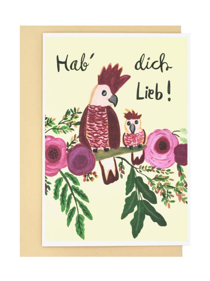 Rote Papageien | Liebe & Freundschaftskarte für den Großhandel von Colourina Design