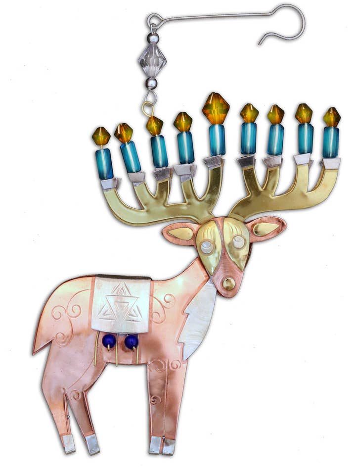 Menorah Reindeer Ornament for wholesale by Pilgrim Imports