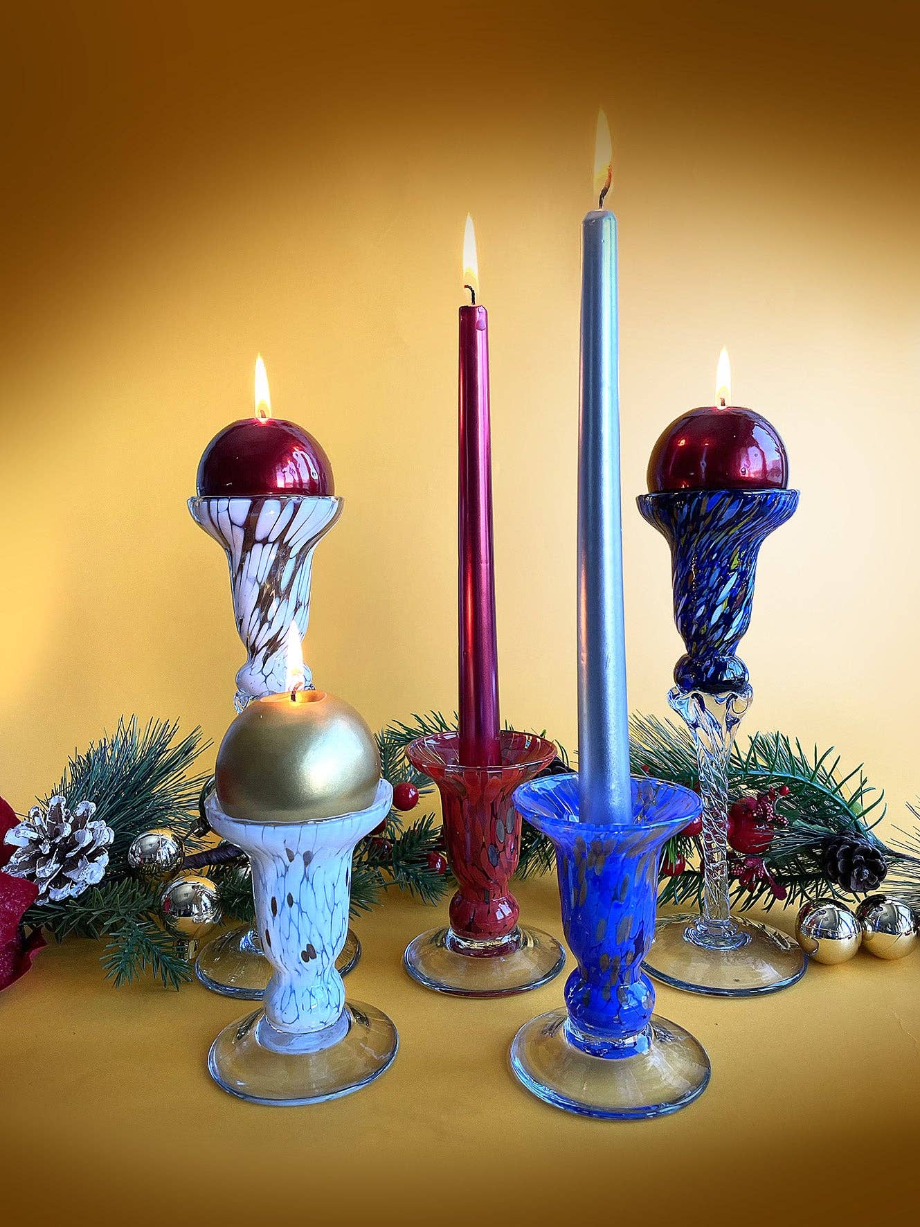 Mazzega Art & Design – wholesale Candle holder – Set of 2 Glass Candelabra, Hand-Blown and Crafted - The Colors of Murano - Table Candlesticks, Weddings, Parties. Made in Italy11