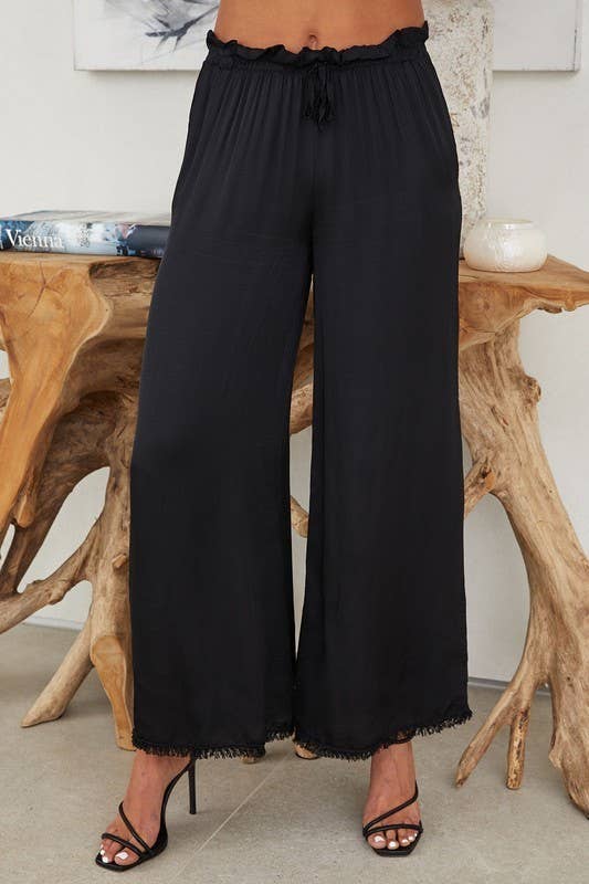 VENTI6 - Vendita all'ingrosso Pantalone - Donna - PANTALONI A GAMBA LARGA CON ORLO A FRANGE IN SETA ITALIANA (6109)17