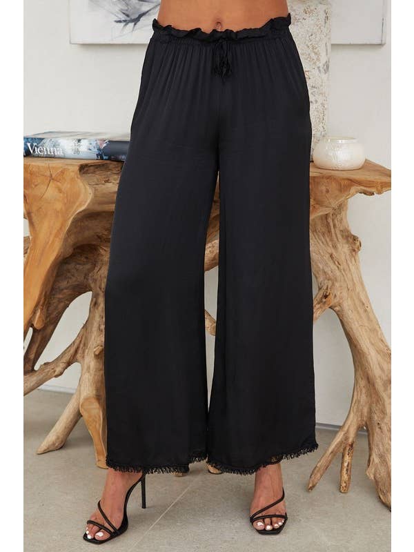 VENTI6 - Vendita all'ingrosso Pantalone - Donna - PANTALONI A GAMBA LARGA CON ORLO A FRANGE IN SETA ITALIANA (6109)17