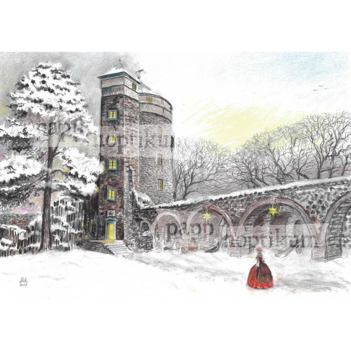 Stolpen Castle - Torre de Cosel (calendário do advento) por atacado de Pappnoptikum