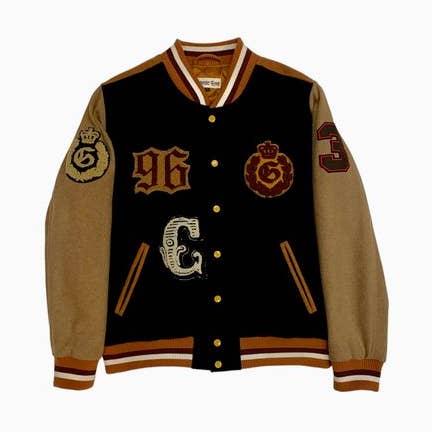 VINTAGE RAG ORANGE BLACK VARSITY pour la vente par The Lud