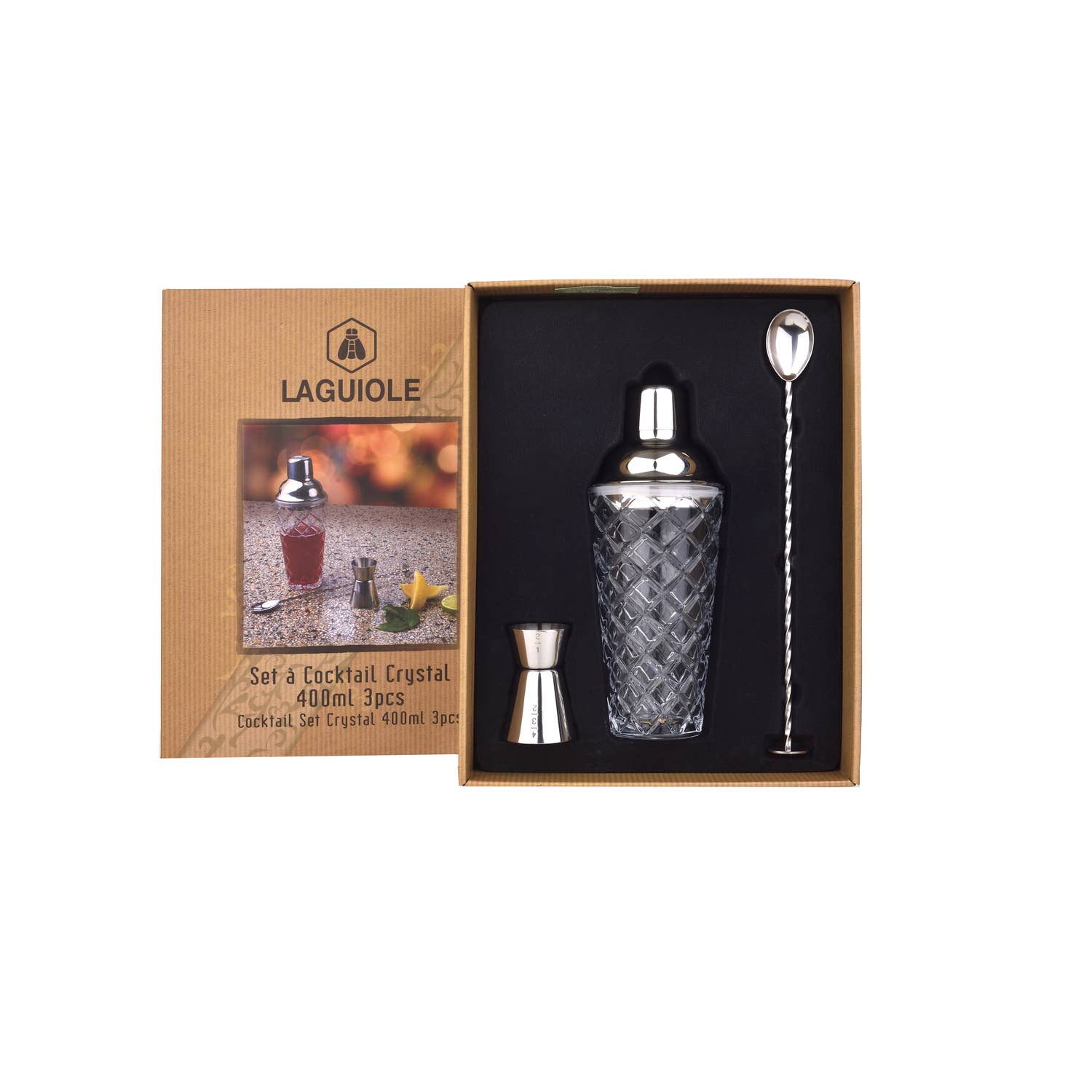 Laguiole - Wholesale Cocktailshaker - Laguiole Crystal cocktailset van 3 stuks - 400 ml2