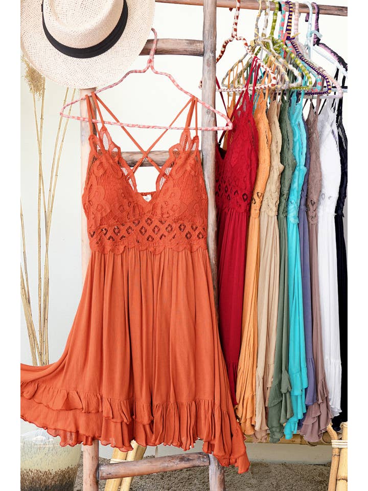 La Miel - Vendita all'ingrosso Vestito - Donna - Abito mini con bralette senza maniche e bordatura in pizzo all’uncinetto HUD908933