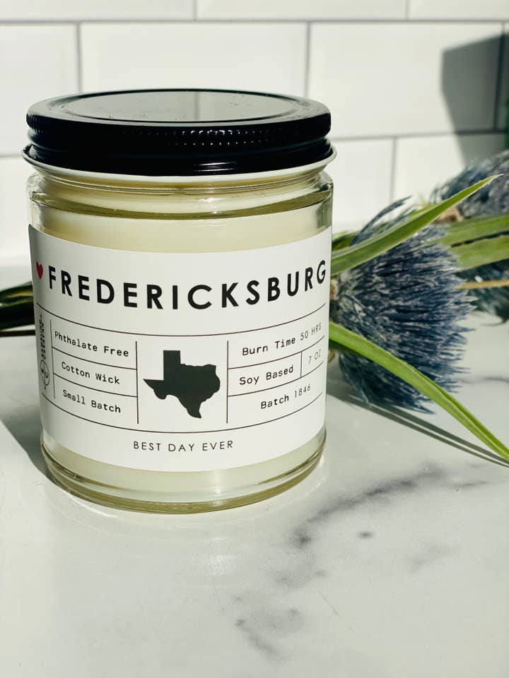 Fredericksburg, TX Candle for wholesale by Rambling Caravan