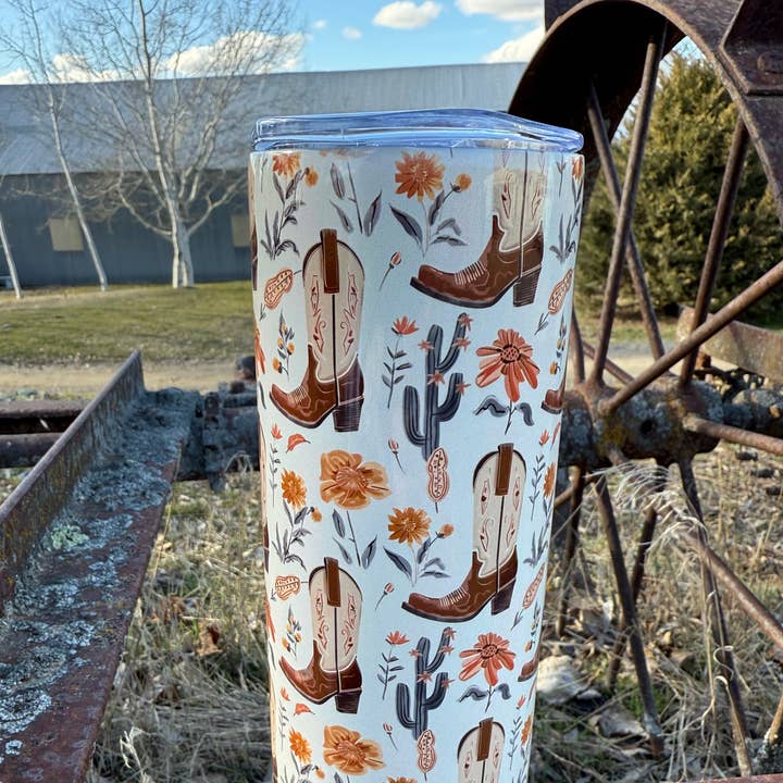 Bicchiere a tema western Trail Blooms 20oz - F4 per la vendita all'ingrosso da parte di Running With Coyotes